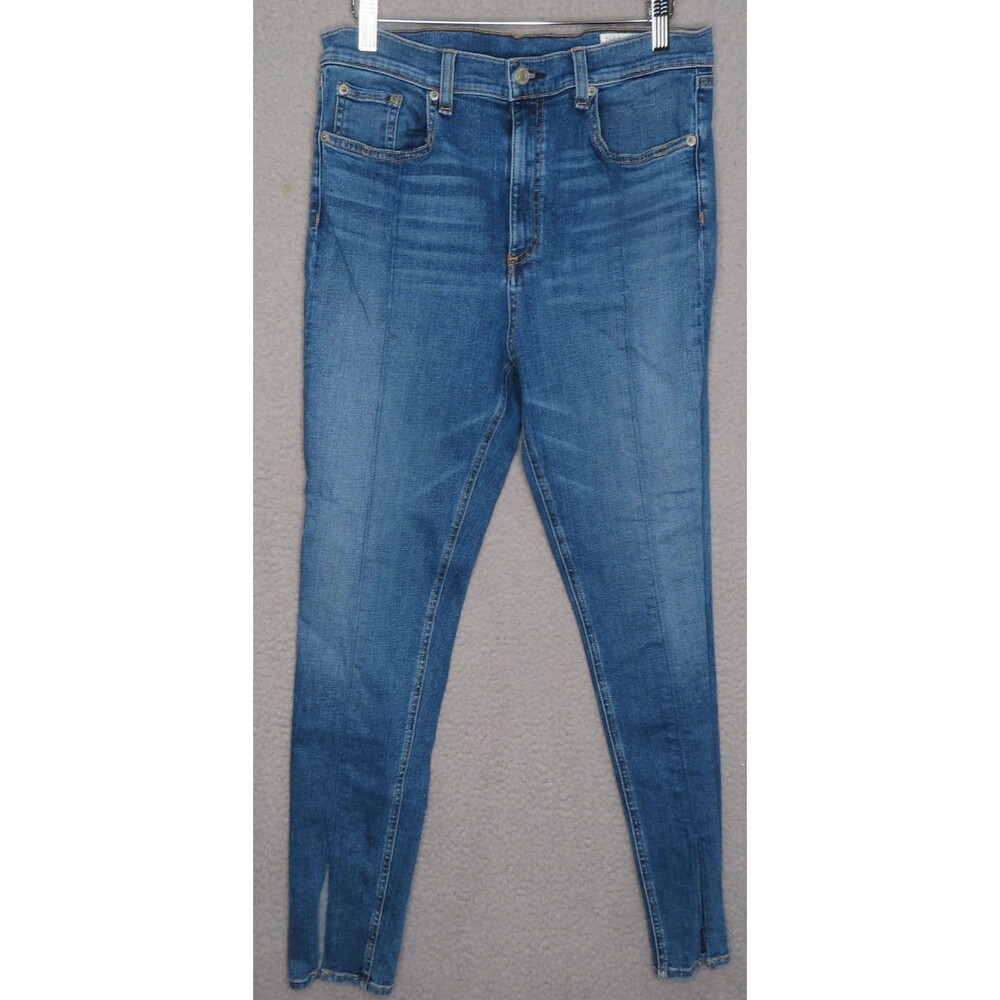 Rag & Bone Jeans 32 Yuki High Waist Skinny Medium Wash Slit Hem‎ High Rise $225